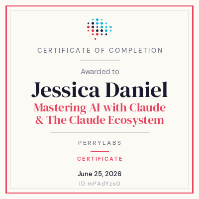 Certificate badge for Jessica Daniel
