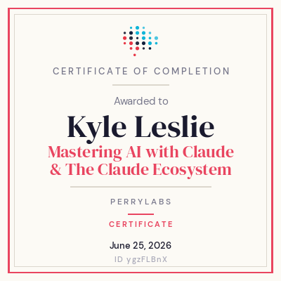 Certificate badge for Kyle Leslie